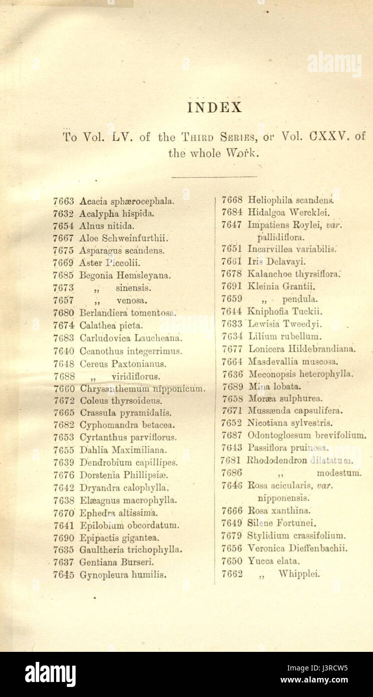 Index   Curtis' 125 (Ser. 3 no. 55) (1899) Stock Photo