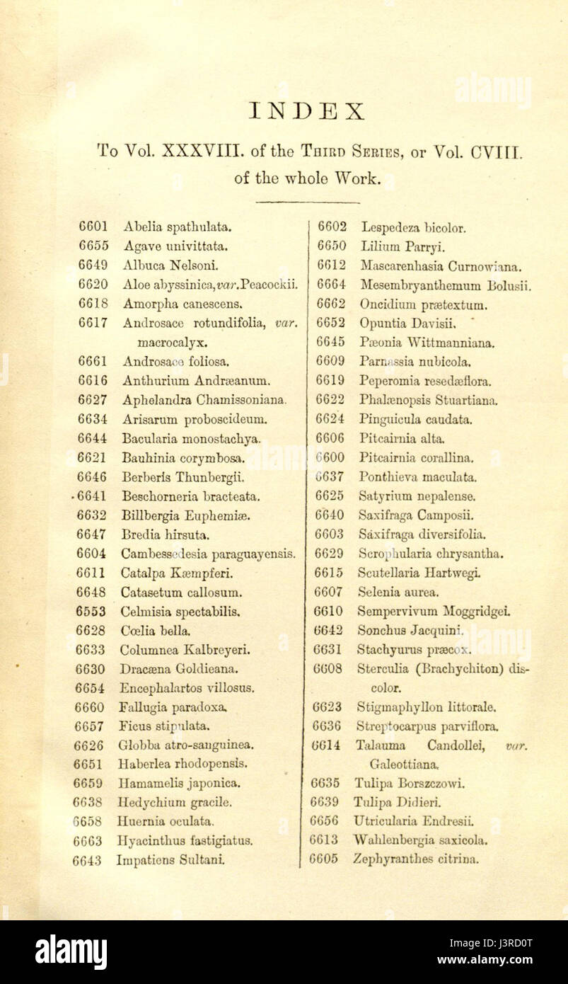 Index   Curtis' 108 (Ser. 3 no. 38) (1882) Stock Photo