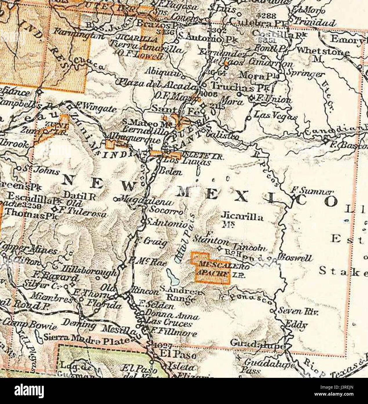 Karte von New Mexico, 1893 Stock Photo - Alamy