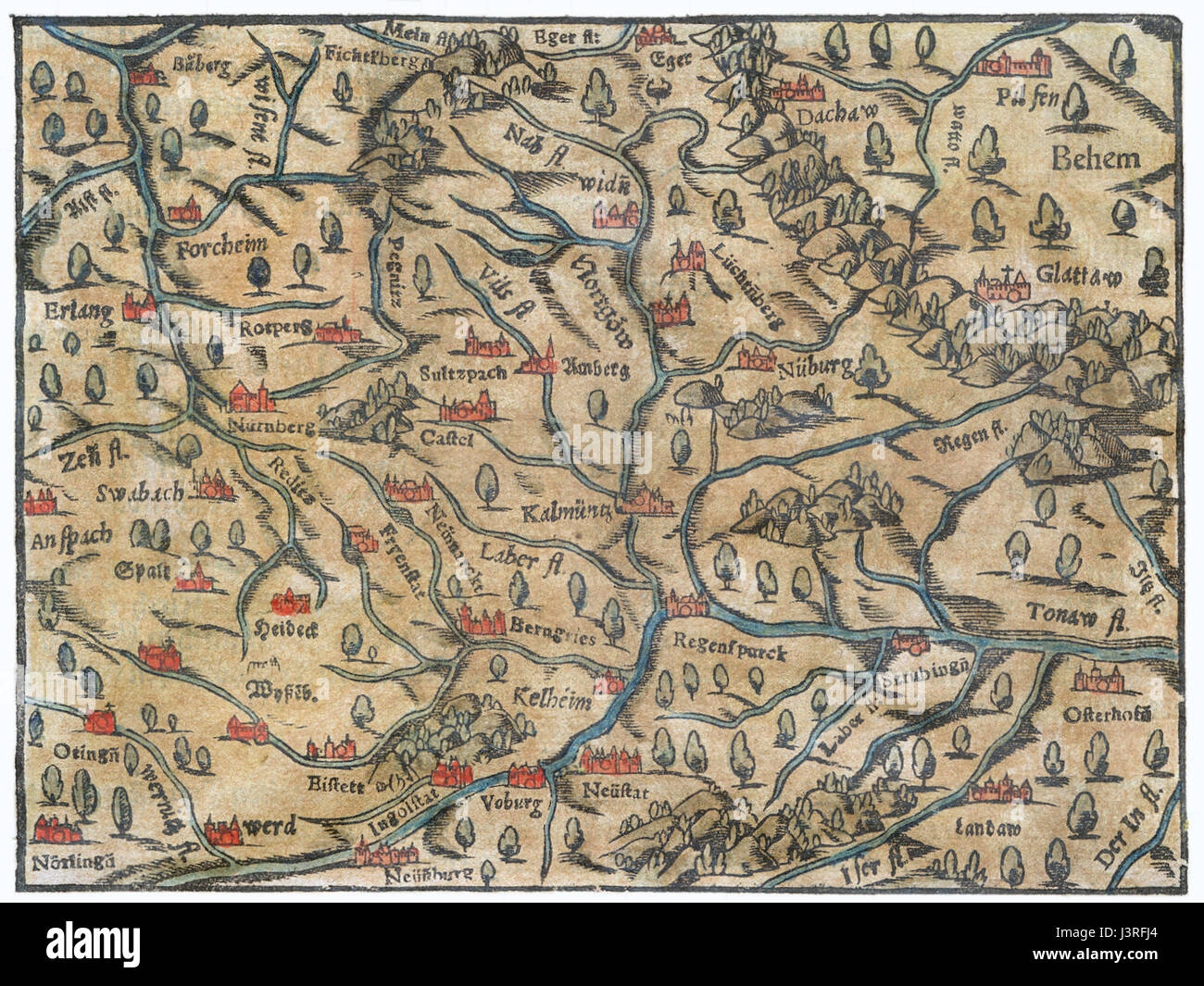 Karte vom Nordgau Cosmographia Sebastian Muenster 1628 Stock Photo Alamy