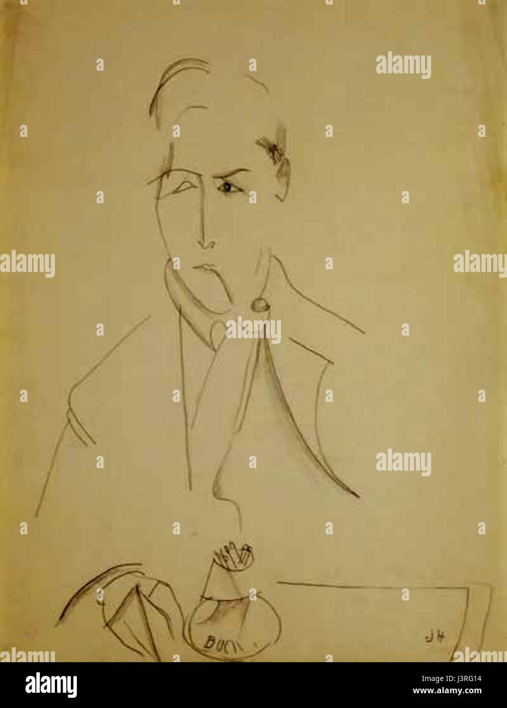 Jeanne Hebuterne   Modigliani z fajka Stock Photo