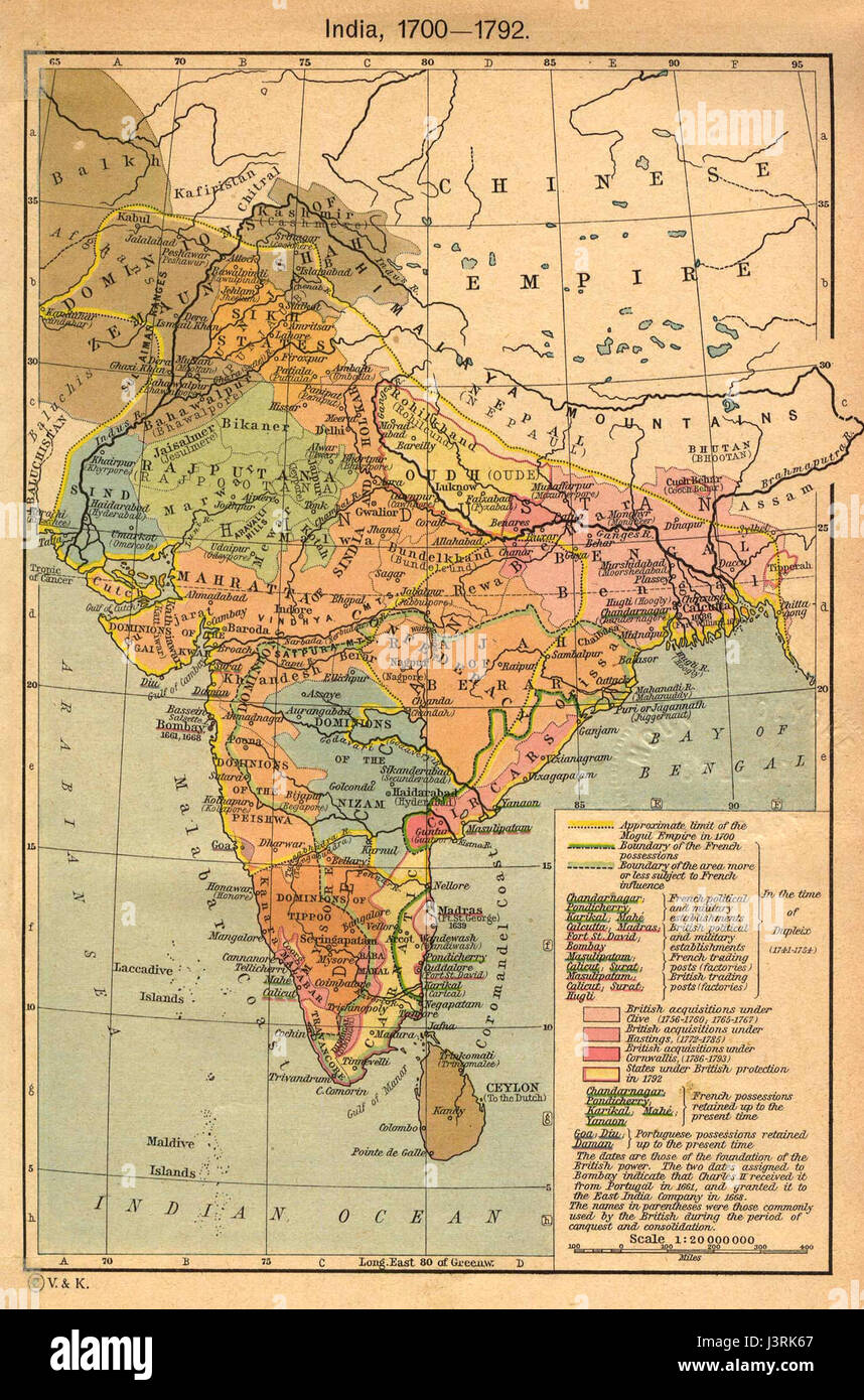 India in 1792 Stock Photo