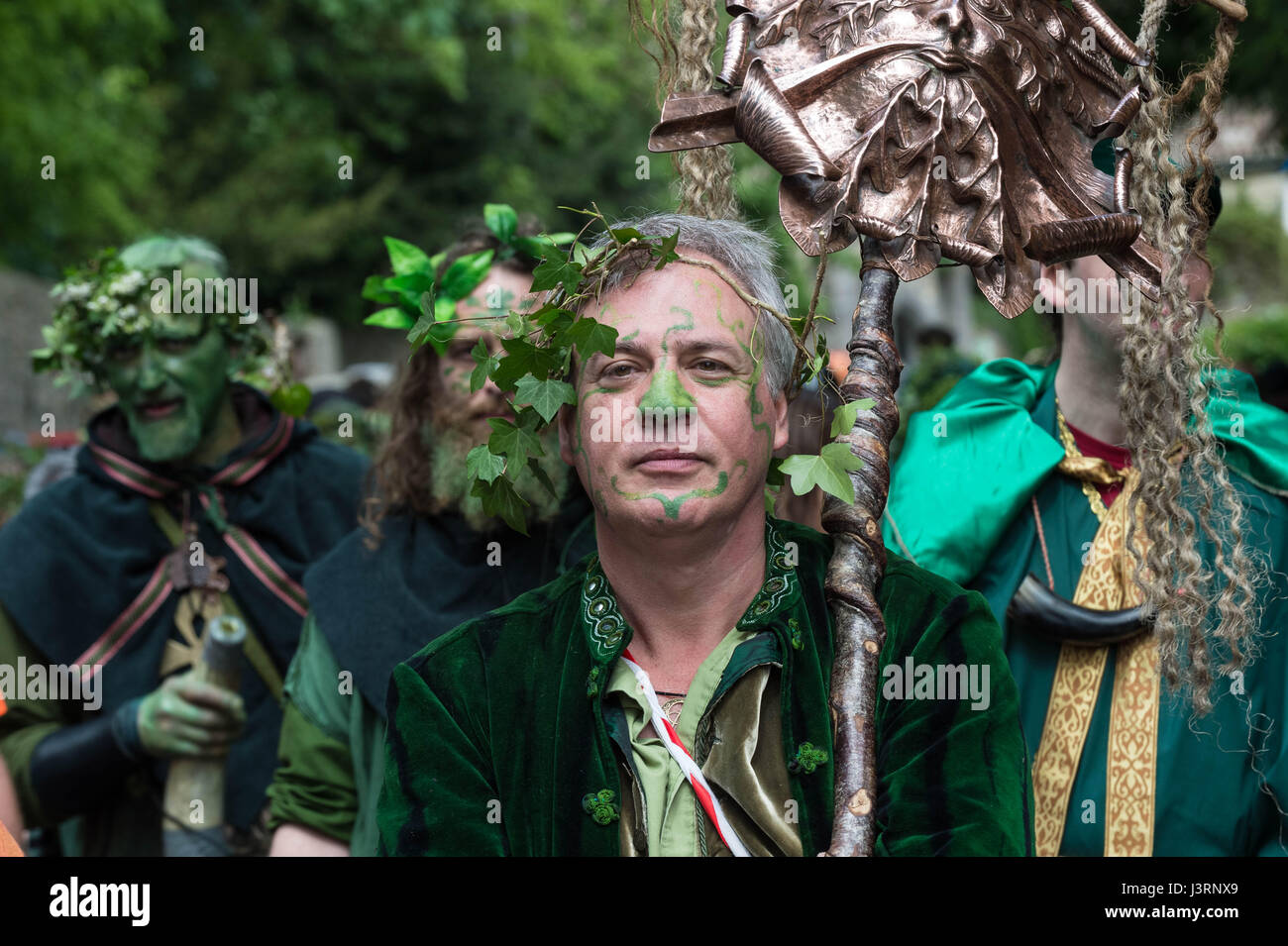 Annual Beltane celebrations on May Day in Glastonbury as part of a