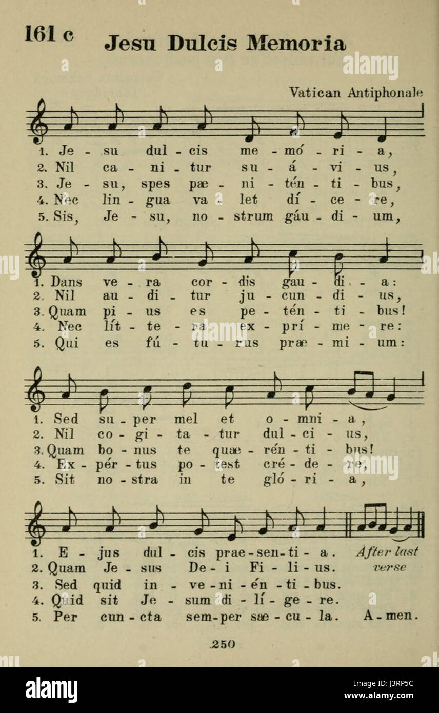 Jesu dulcis memoria (modern notation Stock Photo Alamy