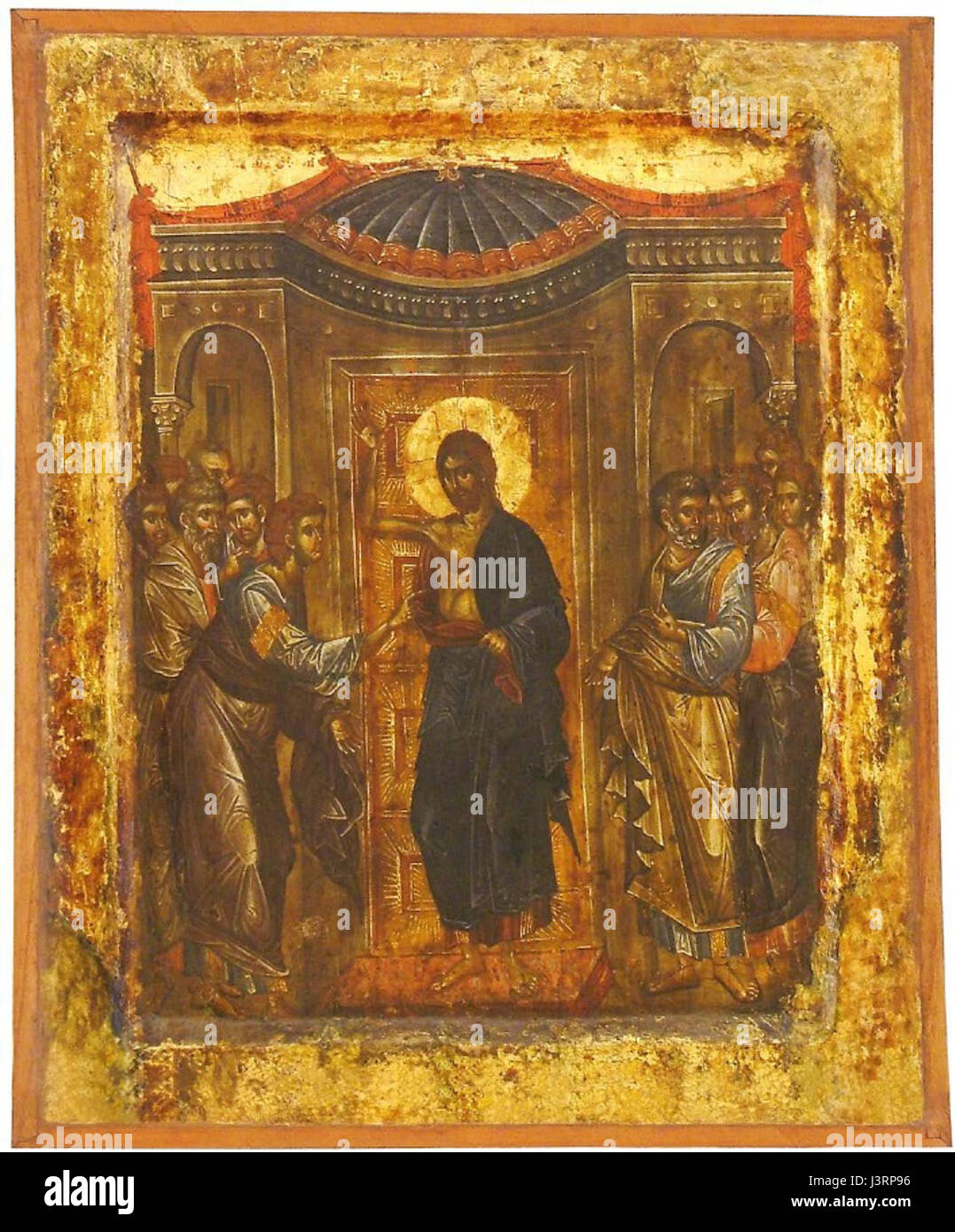Incredulity of Saint Thomas,, Early XIV Century, St Mary Perivleptos Church, Ohrid Icon Gallery Stock Photo
