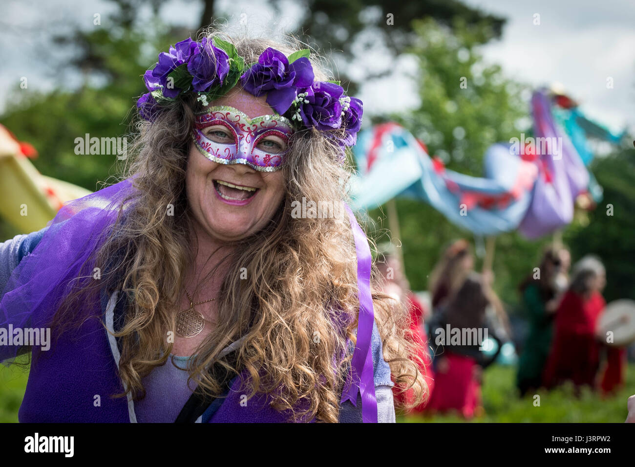 Annual Beltane celebrations on May Day in Glastonbury as part of a