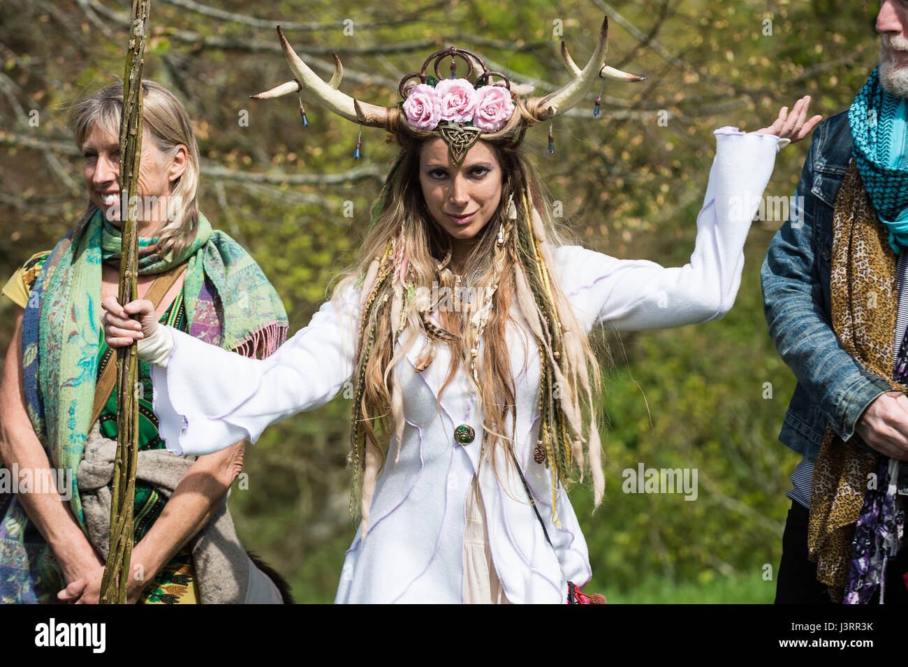 Annual Beltane celebrations on May Day in Glastonbury as part of a