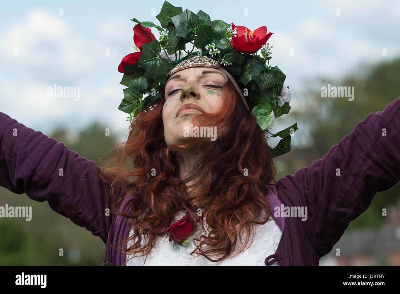 Annual Beltane celebrations on May Day in Glastonbury as part of a