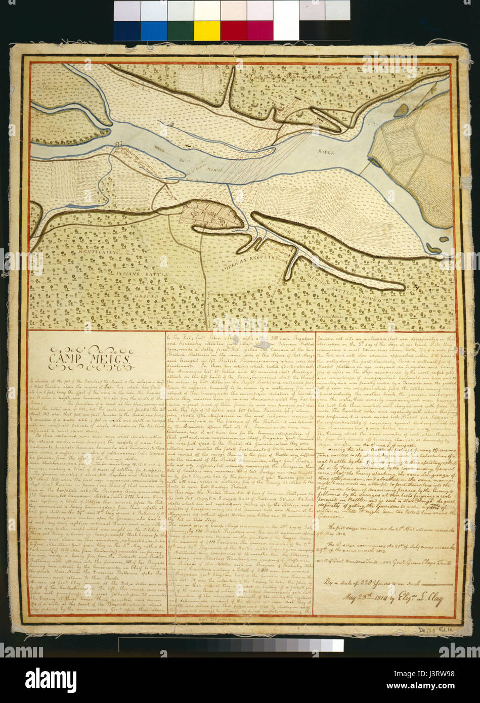 Ketch map of Camp Meigs by Eliza Clay, 1814 Stock Photo