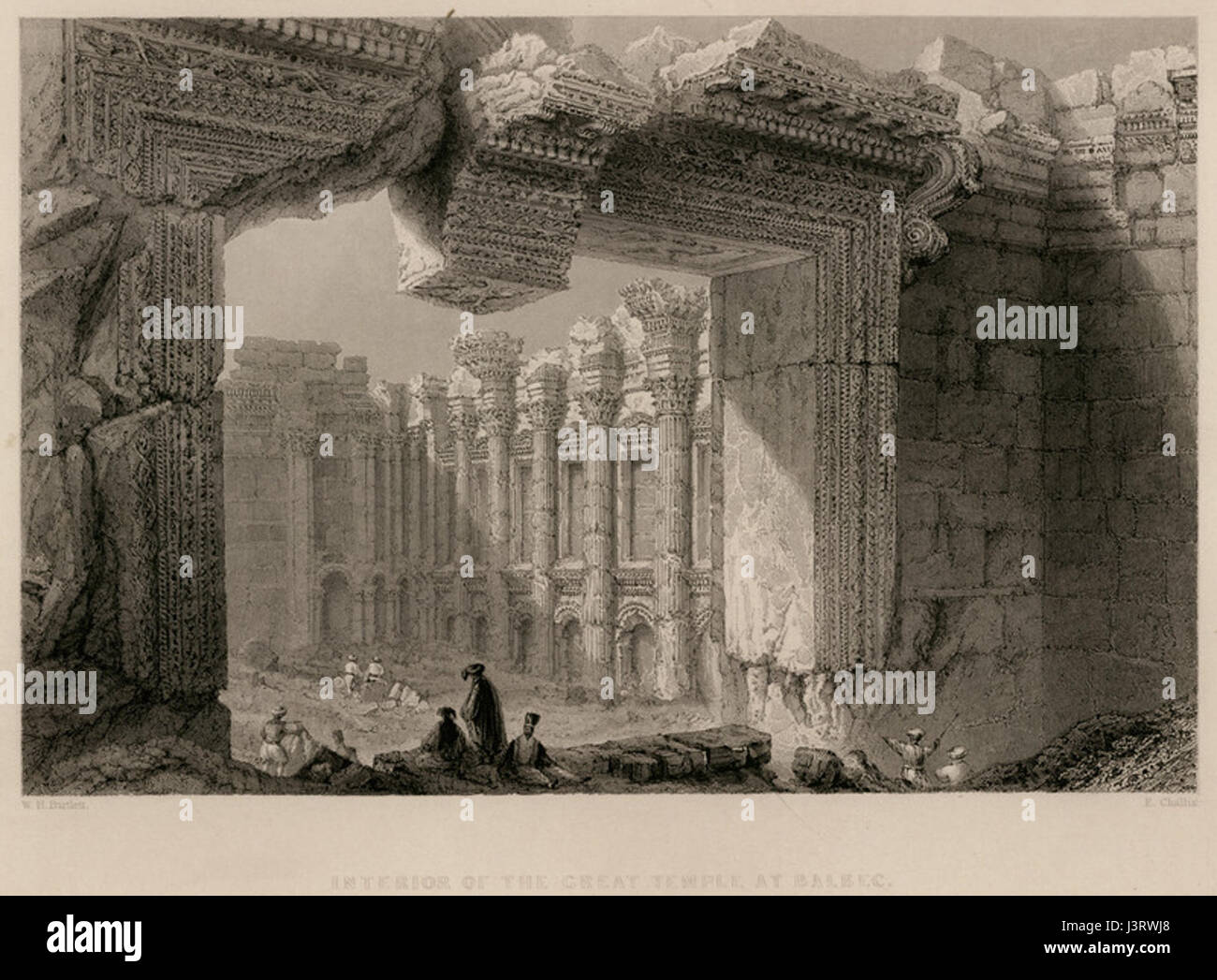 Interior of the Great Temple at Balbec   Carne John   1836 Stock Photo