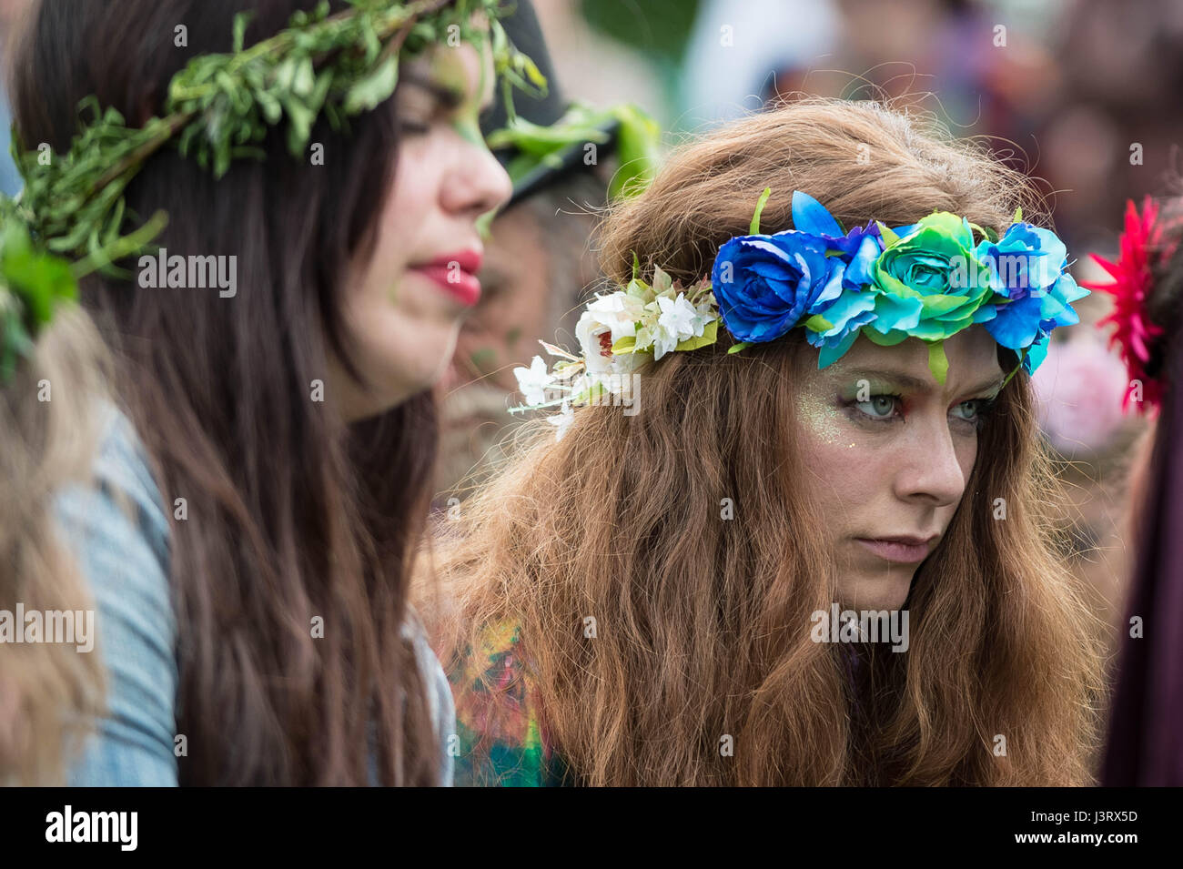 Annual Beltane celebrations on May Day in Glastonbury as part of a