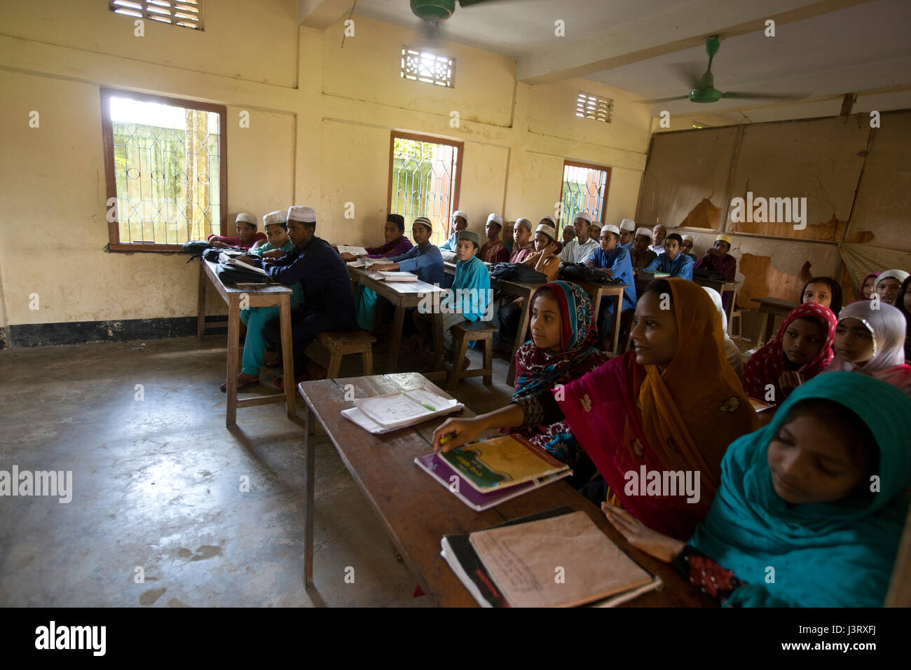 Students participate in madrasah class. Moulvibazar, Bangladesh. Stock Photo