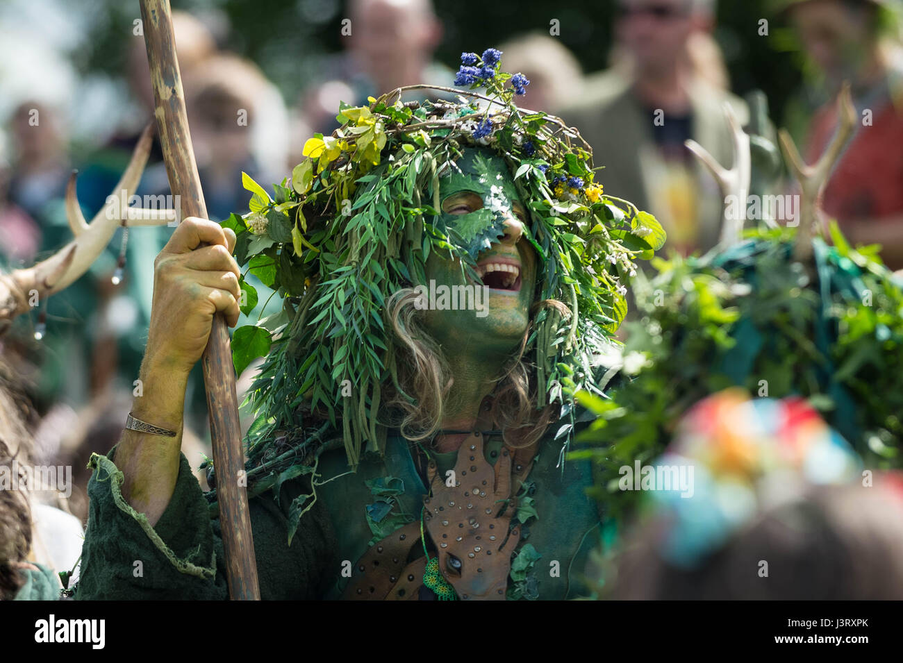 Annual Beltane celebrations on May Day in Glastonbury as part of a