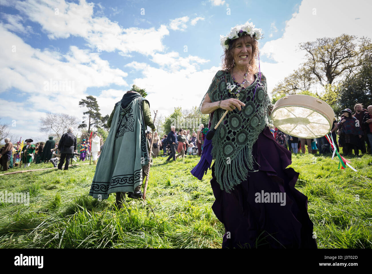 Annual Beltane celebrations on May Day in Glastonbury as part of a