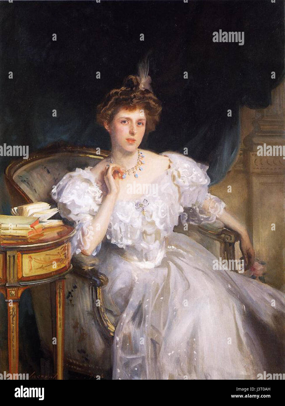 This portrait by John Singer Sargent depicts Mrs. William Raphael, showcasing Sargent's mastery in capturing both the elegance and personality of his subjects. Known for his detailed and expressive style, Sargent's works reflect the sophistication of the early 20th century portraiture. Stock Photo