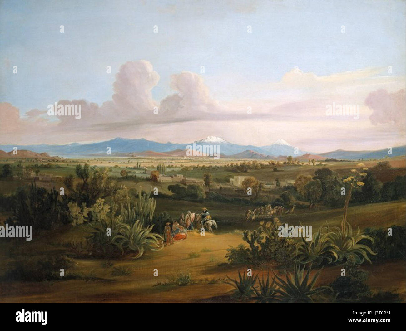 Johann Moritz Rugendas   View of the Valley of Mexico with Volcanoes and the Texcoco Lake Stock Photo