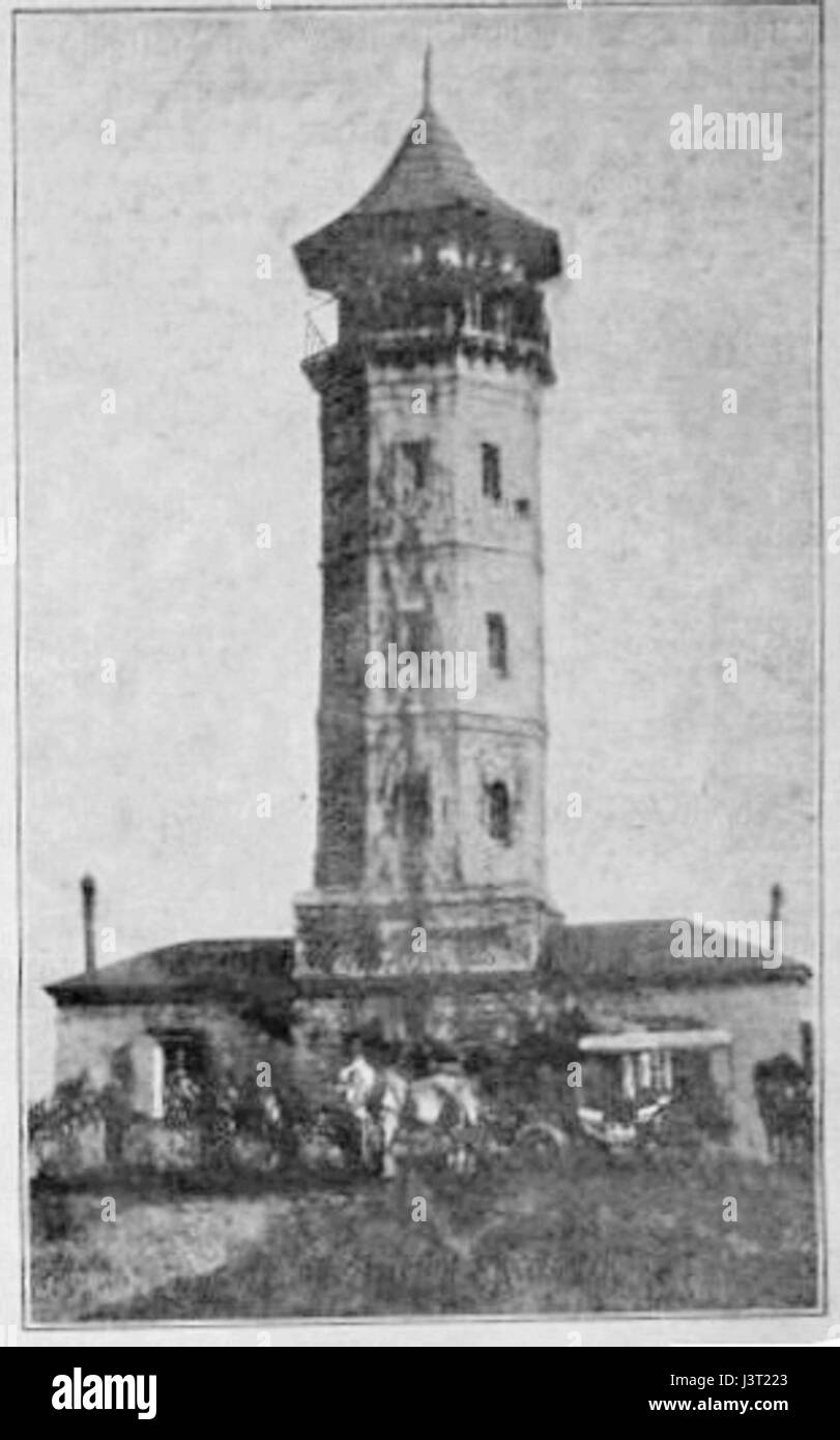 The Keilbergturm tower was inaugurated in 1884 and stands as a notable structure in the region, offering views and serving as a historical landmark. Stock Photo