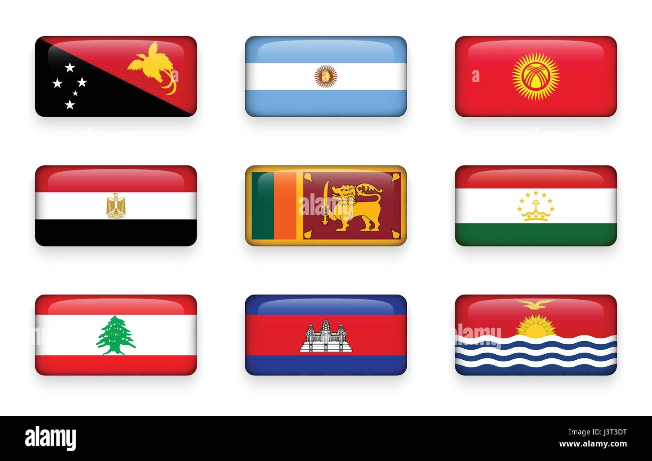 Set world flags rectangle buttons Stock Vector Images - Alamy