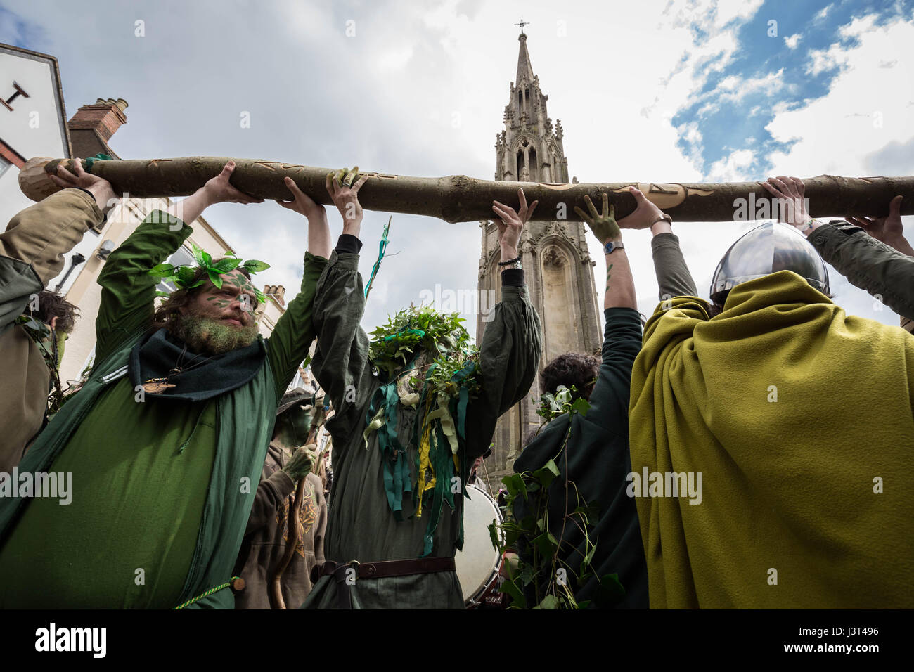 Annual Beltane celebrations on May Day in Glastonbury as part of a