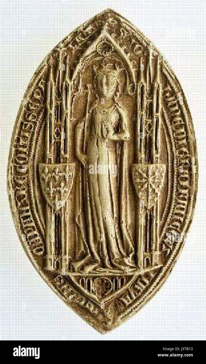 Jeanne I of Navarre was a 14th-century queen, known for her political influence and role in the history of France and Navarre during the medieval period. Stock Photo