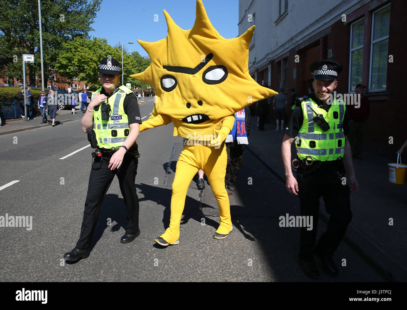Partick Thistle mascot Kingsley outside the ground at the