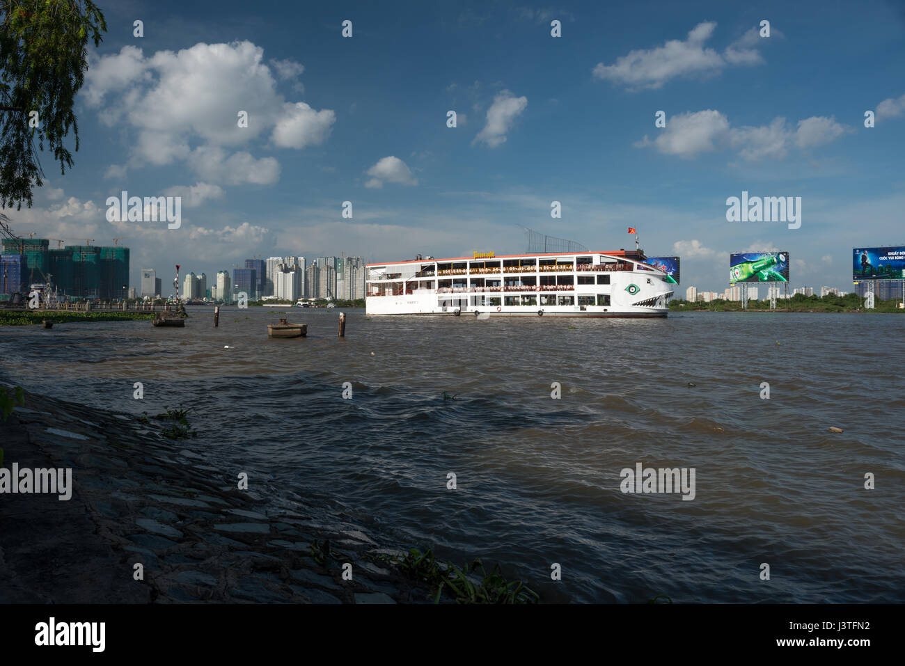 cruise boat on Saigon river Stock Photo