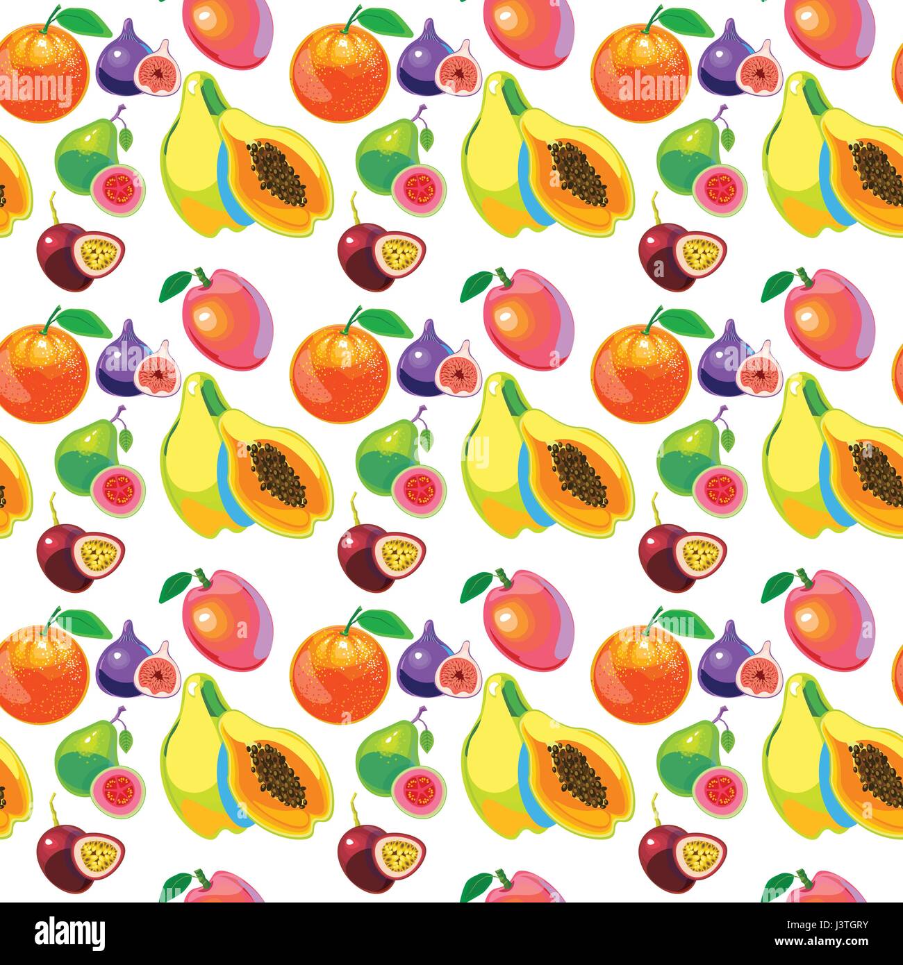 Tropical Fruits Vitamin Food Seamless Pattern Stock Vector Image & Art Alamy