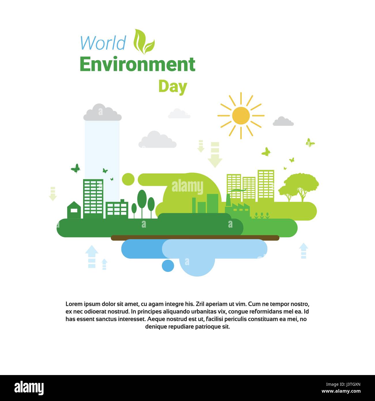 Green City World Environment Day Ecology Protection Holiday Greeting ...
