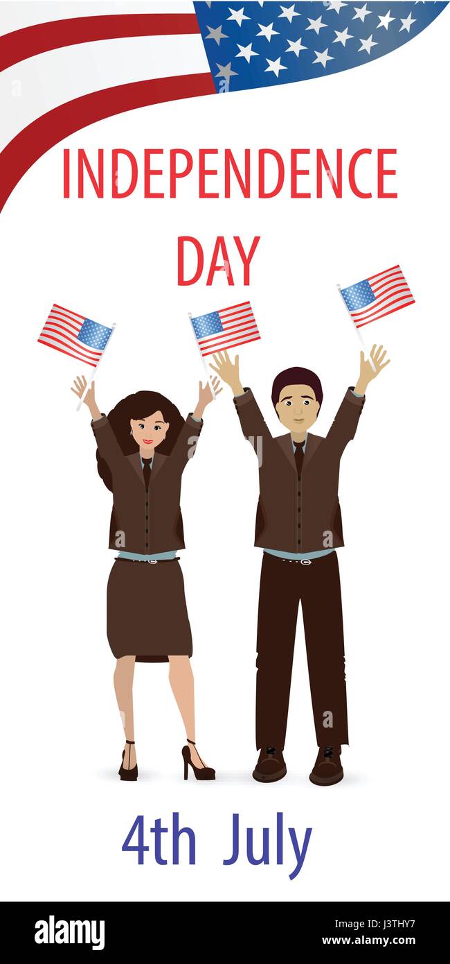American flag and couple holding flags Stock Vector Image & Art - Alamy