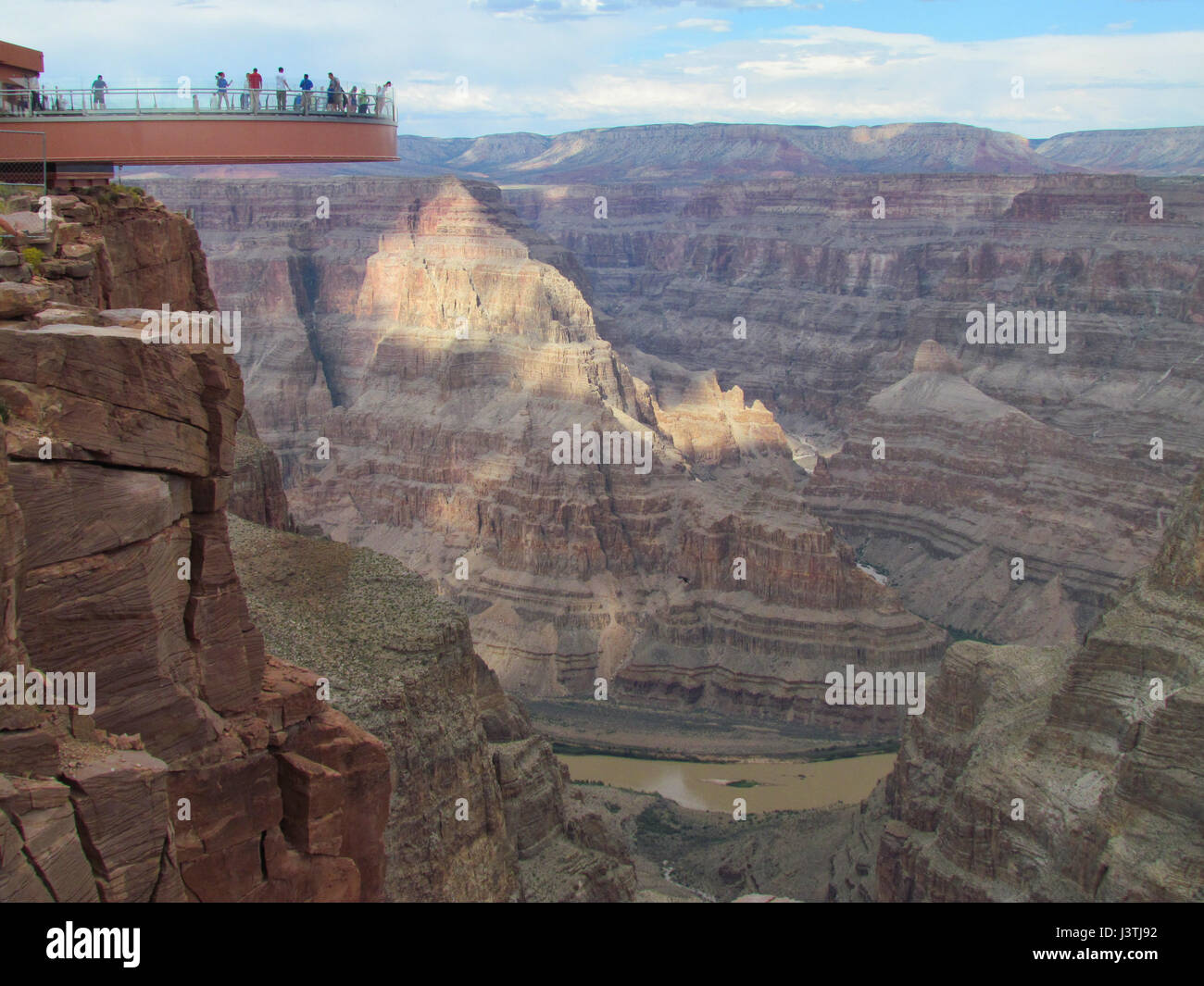 The Skywalk at the Grand Canyon Arizona looking down to the Colorado River  Stock Photo - Alamy
