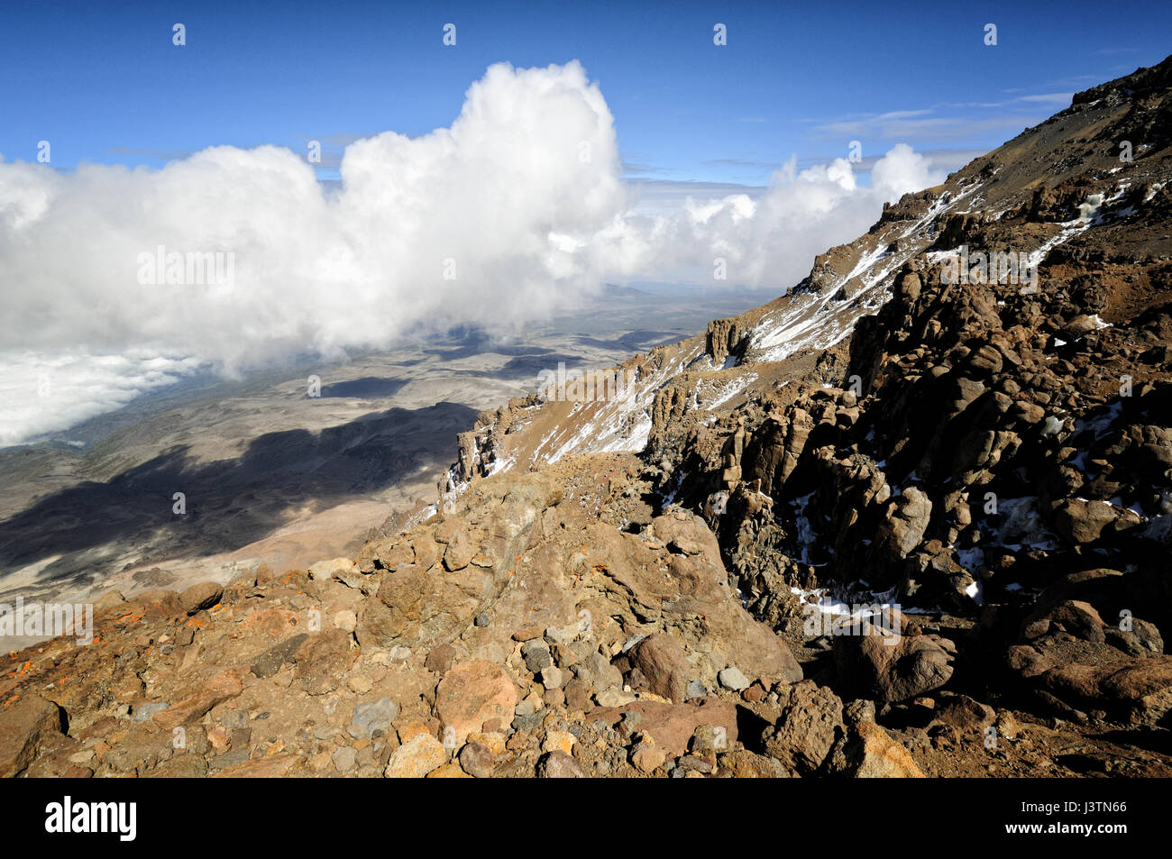 Clouds and Western Breach, Kilimanjaro National Park, Tanzania Stock Photo