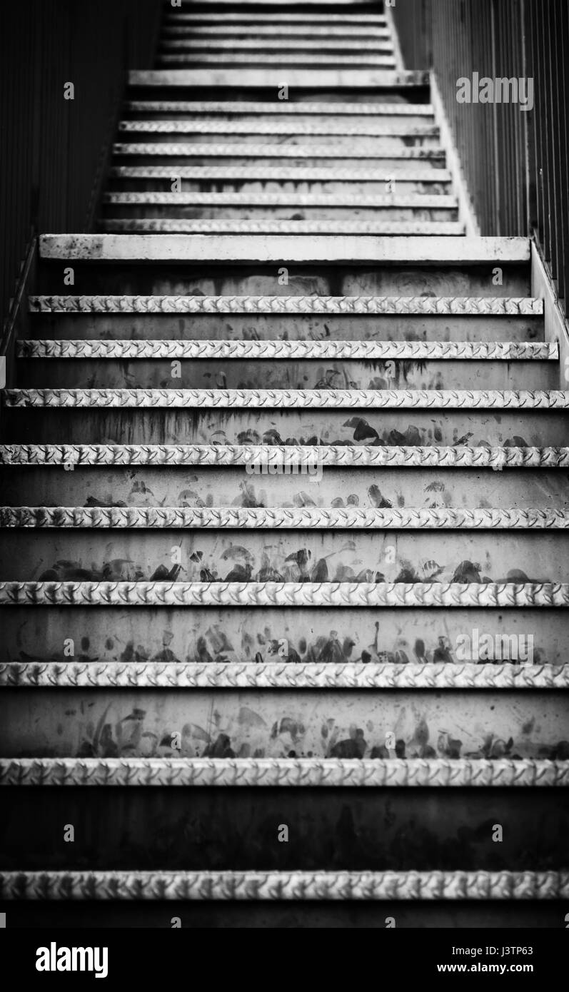 Emergency metal stairs, detail of an access for people Stock Photo