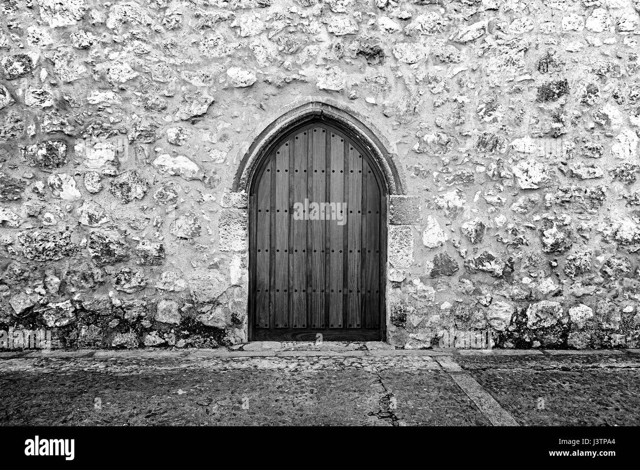 Old medieval door, detail of an old door of a castle Stock Photo