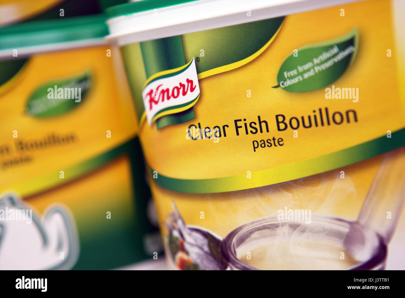 Know Chicken bouillon or stock Stock Photo