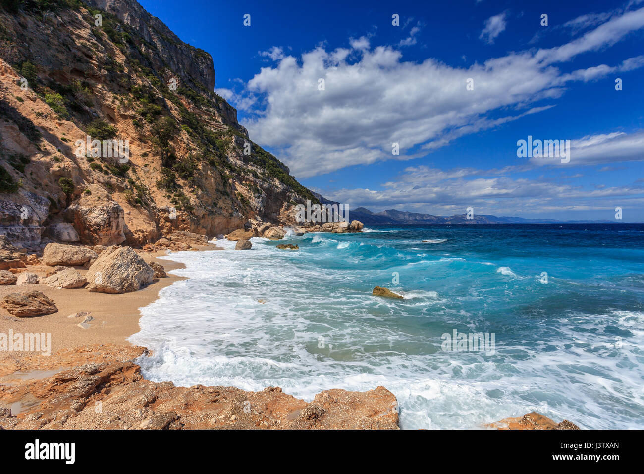 Cala Mariolu, one of the wildest beaches in Sardinia. Years ago was the place where thee Monk seal (Monachus monachus) came to reproduce Stock Photo