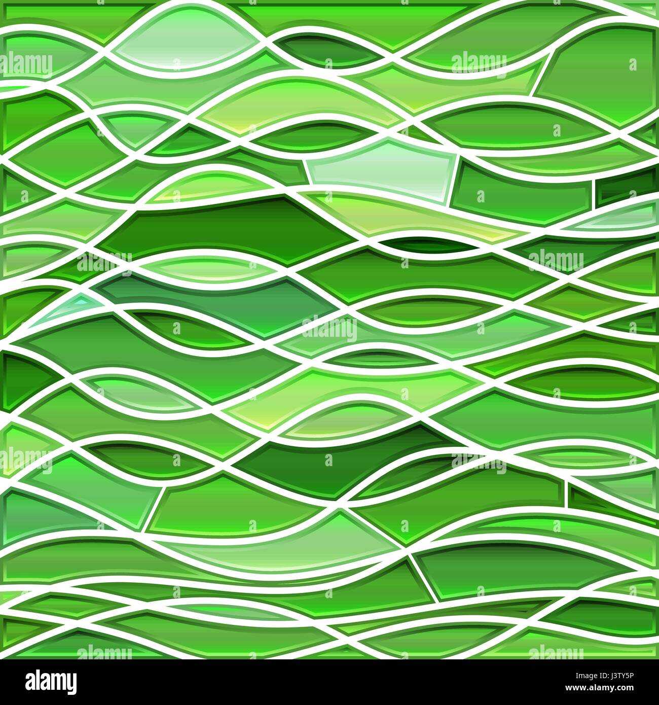 abstract vector stained-glass mosaic background - green waves Stock ...