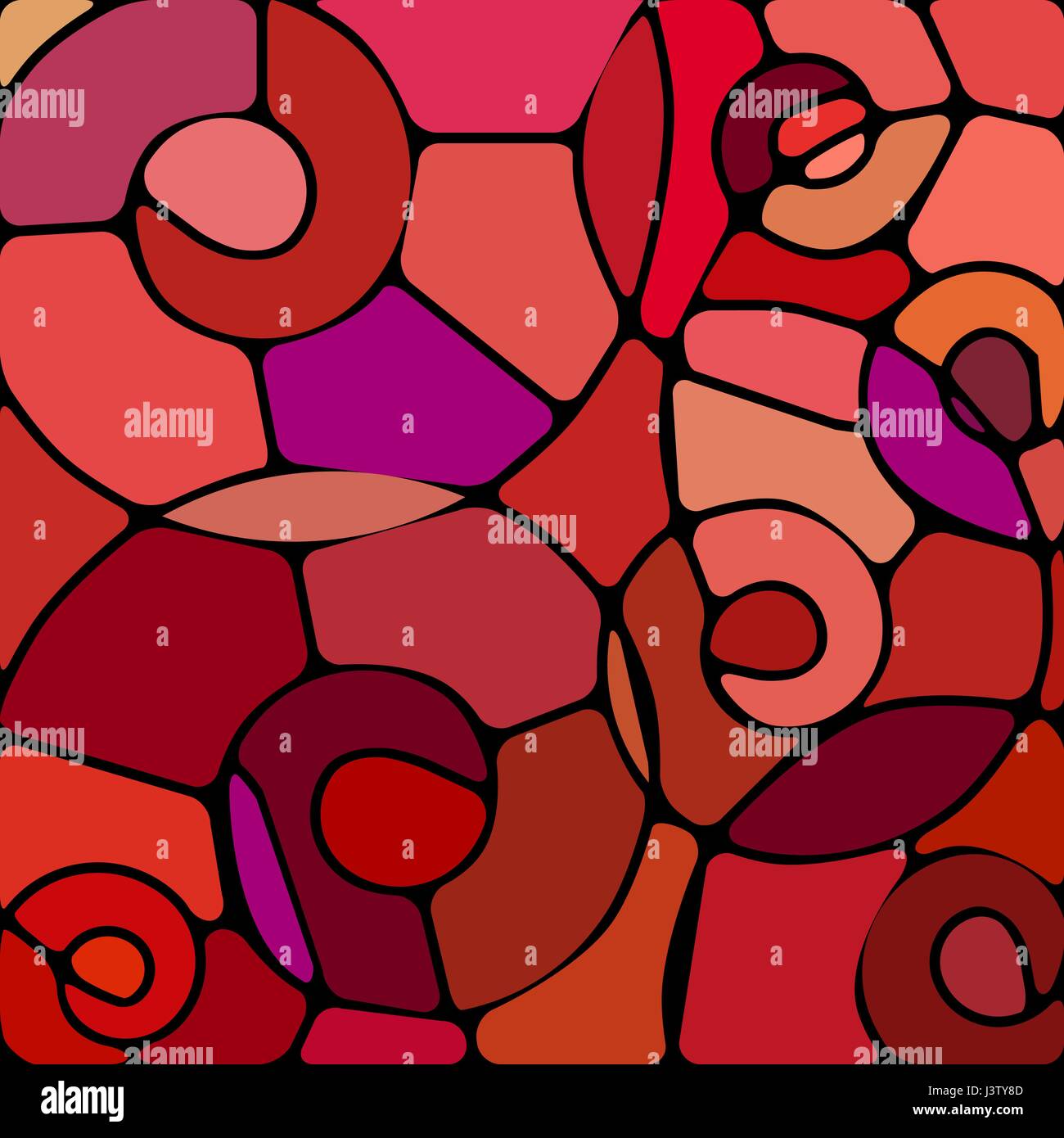 abstract vector stained-glass mosaic background - red spirals Stock ...