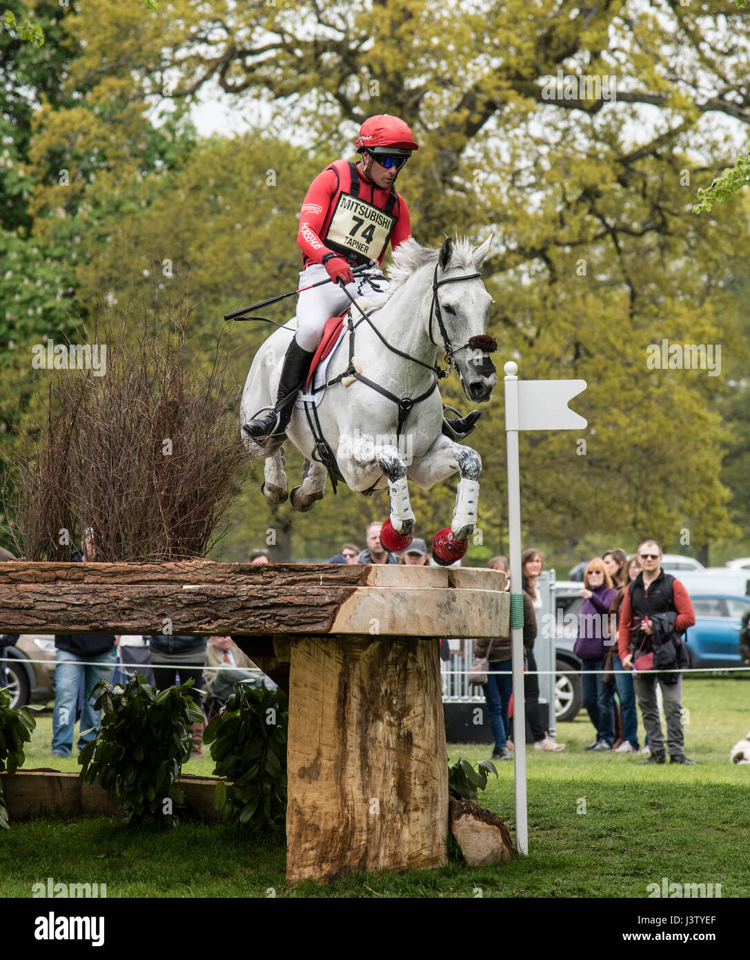 Australian rider Paul Tapner competing on Bonza King of Rouges at the Badminton Horse Trials 2017. Stock Photo