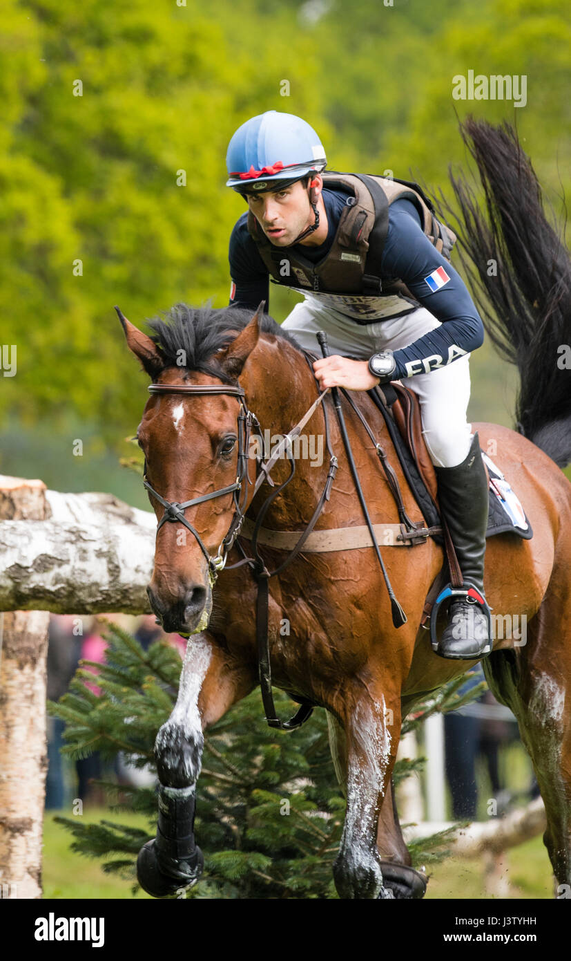 French rider Astier Nicolas competing on Piaf de B'Neville at the Badminton Horse Trials 2017. Stock Photo