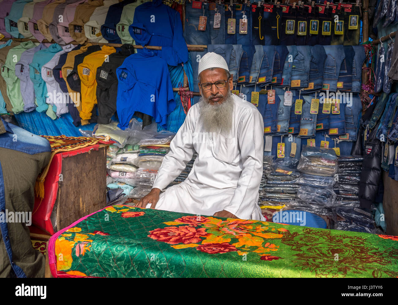 Market clothes seller in Delhi, India Stock Photo Alamy