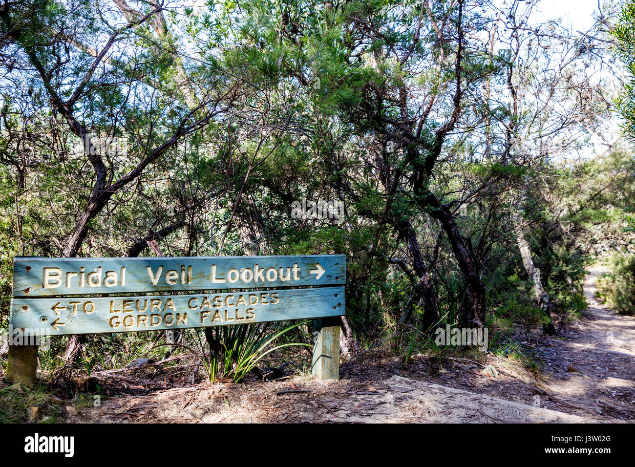 Blue Mountains national park sign for Bridal Veil waterfall Lookout