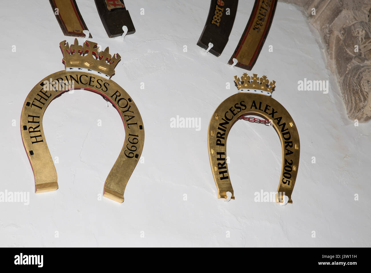 Horseshoes on the interior walls of Oakham Castle in Rutland which is still used as a court