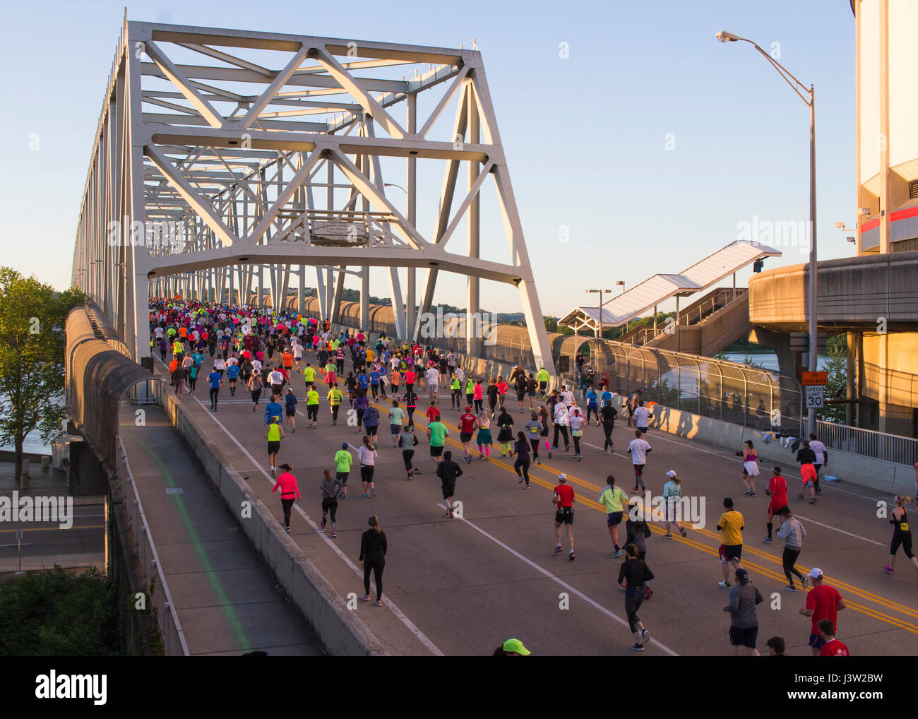The 2017 Flying Pig Marathon in Cincinnati, Ohio. The runners are