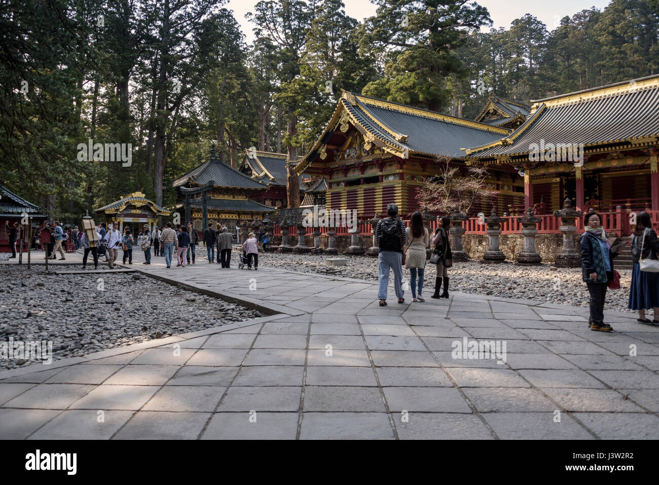 Toshogu Shrine, entrance area with a group of storehouses. Stock Photo