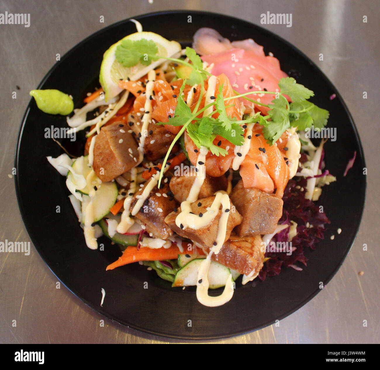 Sashmi Salad - Raw fish Stock Photo