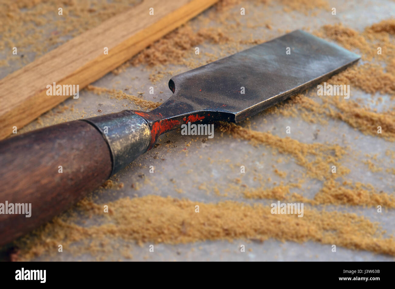 Closeup Chisel Carpentry Joinery Hand Cutting Stock Photo 2195172735