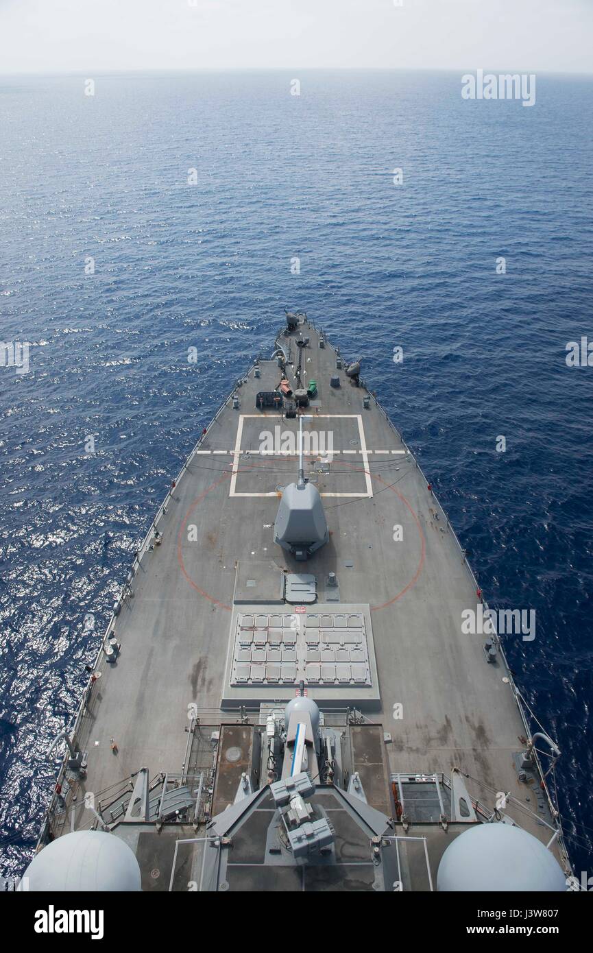 An arleigh burke class guided missile destroyer forward deployed to ...