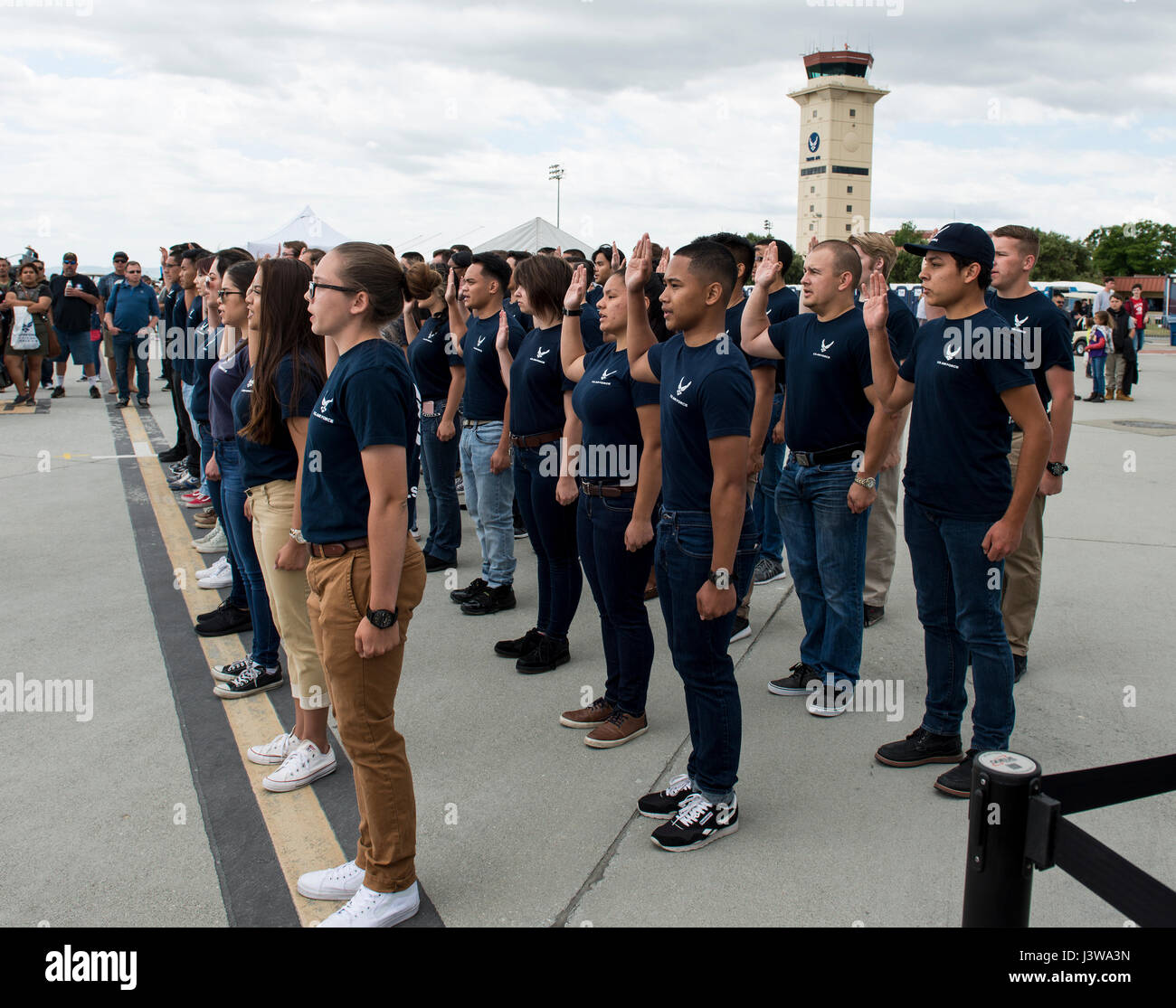 High school students from Solano County take the oath of enlistment during  a U.S. Air Force ceremony at Travis Air Force Base, California, pledging  commitment to future service Stock Photo - Alamy