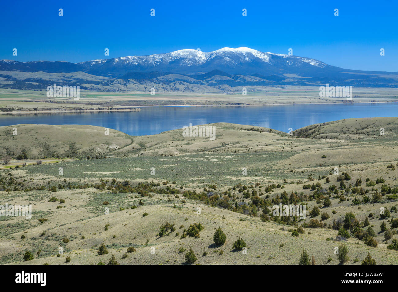 canyon ferry lake below mount baldy and foothills near townsend Stock