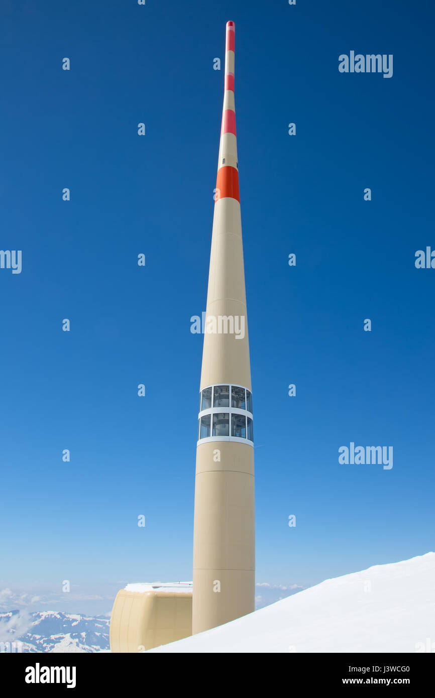 Weather station on the top of the mount Santis, Switzerland Stock Photo